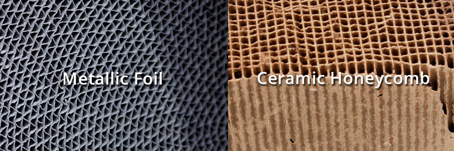 Catalyst metallic foil vs ceramic honeycomb