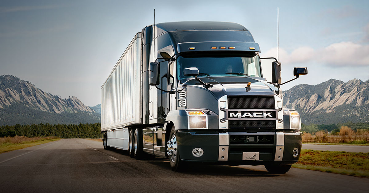 Mack truck on American highway