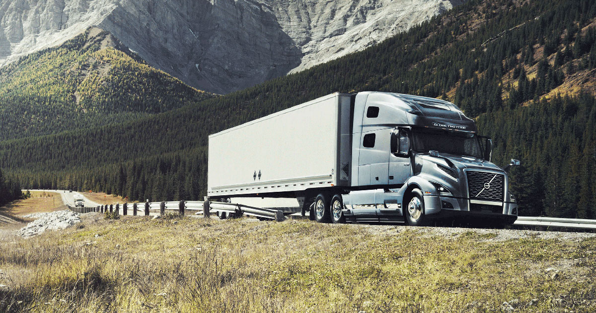 Volvo truck on American highway